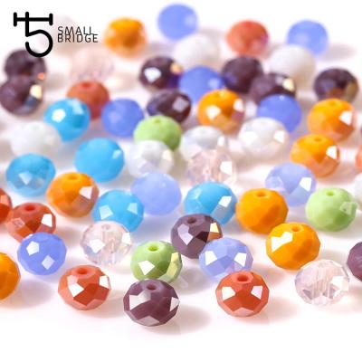 China 4 6 8mm Trendy Austria Pole Flattened Glass Faceted Beads For Making Jewelry Diy Bracelet Necklace Bead Round Loose Spacer Beads for sale