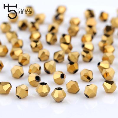 China Fashionable Bicone Pearl Color Silver Gold Spacer For Making Jewelry Accessories Diy Beads Loose Faceted Glass Crystal Beads for sale