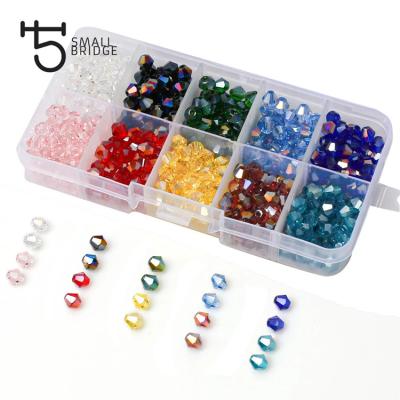 China Fashionable Box of 10 Grids Bicone Glass Beads Set For Jewelery Making Diy Accessories For Woman Faceted Loose Spacer Beads Kit Wholesale for sale