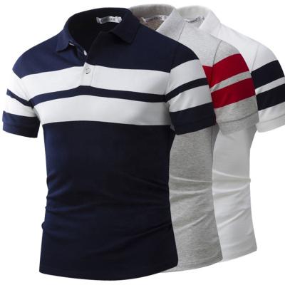 China Stylish Casual Polo Shirt Cotton Collar Cheap Price Striped Polo Uniform Custom Logo Summer T-shirt QUICK DRY for sale