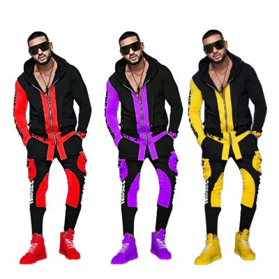 China QUICK DRY Sweat Suits Sets Zipper Up Man Cotton Polyester Street Wear Patchwork Casual Men's Unisex Tracksuit for sale