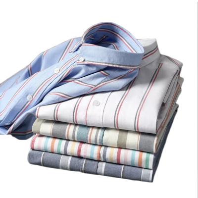 China 100% Oxford Cotton Anti-pilling Autumn Good Quality Vertical Striped Long Sleeve Men's Shirt Custom Spring Shirt for sale