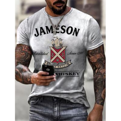 China 2022 New Whiskey Print Short Sleeve Men's 3D Sports Breathable Casual T-Shirt for sale