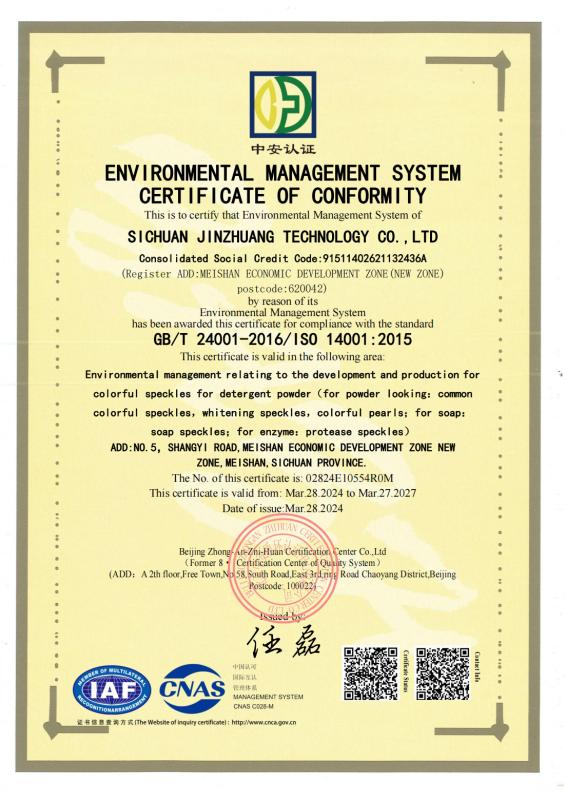 QUALITY MANAGEMENT SYSTEM - SICHUAN JINZHUANG TECHNOLOGY CO., LTD