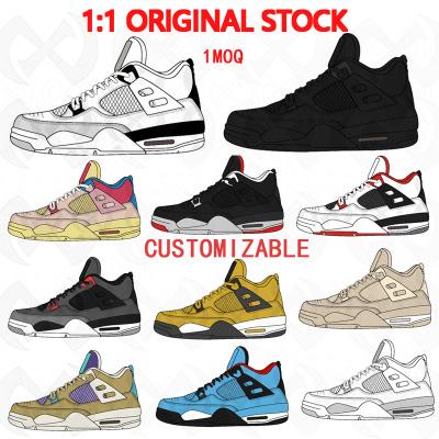 China Factory Cheap Men's Sports Shoes 4 Retro Durable Basketball Shoes Women's Breathable Sports Shoes Cushioning for sale