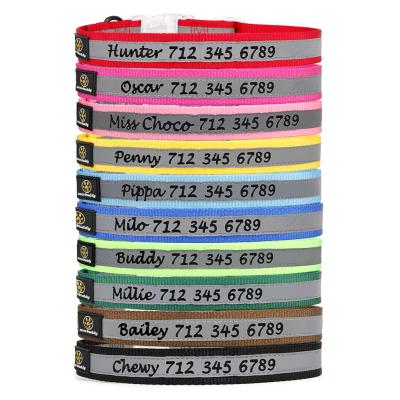 China High Custom Reflective Nylon Personalized Dog Collar Reflective With Embroidered Name for sale