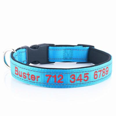 China Custom Viable ID Collars with Pet Name and Phone Number, Embroidered Fabric Polyester Nylon Dog Collar for sale