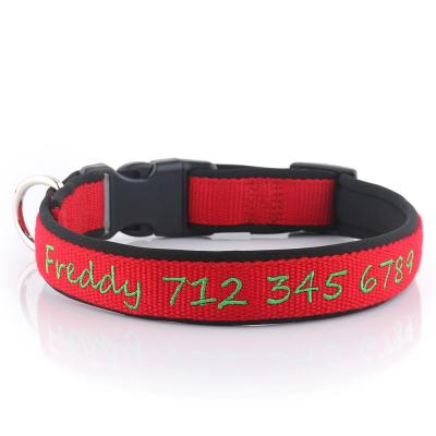 China 2018 Best Selling Sustainable Soft Padded Embroidery Personalized Bamboo Dog Collars With Laser Engraved Buckle for sale