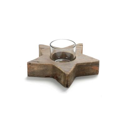 China Best Price Eco-Friendly Wood And Map Gift Tall Rustic Candle Holder For Home Decor for sale