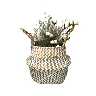 China Custom Sustainable Sea Grass Straw Hamper Mini Dyed Weaving Vegetable Plankton Basket For Flower Storage for sale