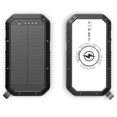 China Fast Charging Support Qi Power 20000mah Outdoor Solar Wireless Bank With Camping Led Lighting for sale