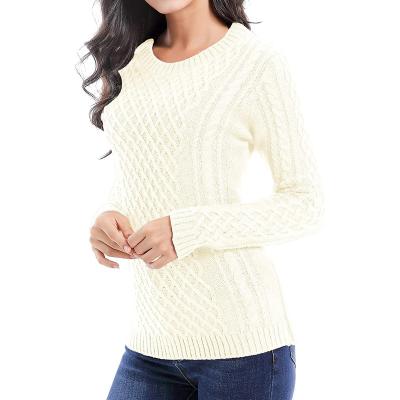 China Anti-wrinkle Women's Crew Neck Korea Knit Stretchy Elasticity Long Sleeve Sweater Pullover for sale