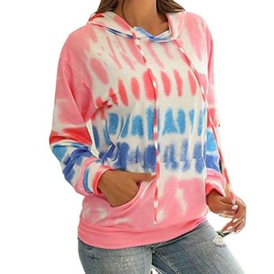 China Link Dye Print Link Dye Hot Sale Fashion Light Weight Shirt Pullover With Hood Pocket Sweatshirt Women Hoodie for sale