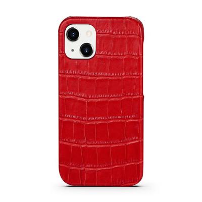 China Luxury Shockproof PU Leather Crocodile Skin Pattern Solid Color PU Phone Case For Iphone 13 for sale