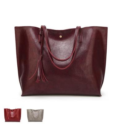 China Simple Fashion Fashion PU Leather Tote Tassels Bag For Women Shoulder Bag Handbag for sale