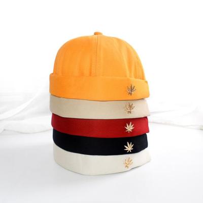 China New Trend Logo Melon Leather Hat High Quality Vintage Customizable Cotton Adjustable Brimless Hat for sale