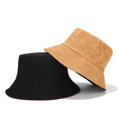 China 2021 New Character Solid Color Suede Bucket Hat Spring Autumn Bucket Hat Custom Fisherman Hat for sale