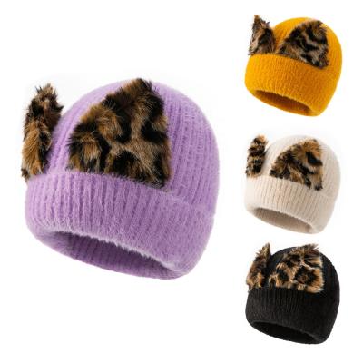 China COMMON Winter New Customize Winter Women And Men Warm Knitted Hat Wholesale Winter Plush Ears Knitted Hats for sale