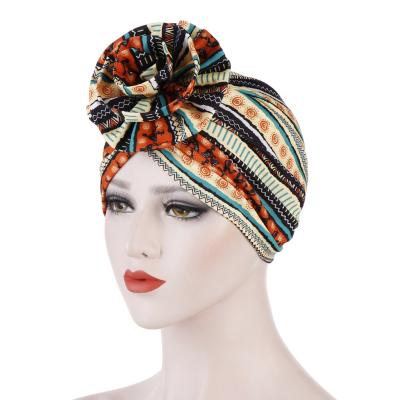 China Big Muslim Hijab Headscarf Flower Head Wrap Turban Hat Cap For Women African Headwrap Turban Hats Adult Size for sale