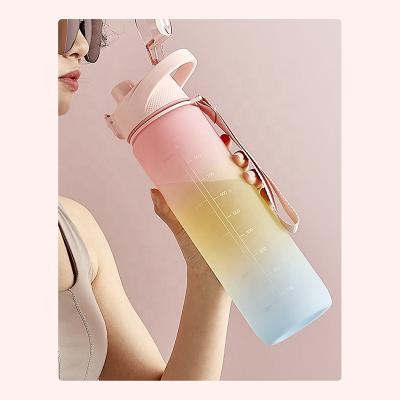 China Non-Toxic Leakproof Convenient Reusable Hydration Plastic Bottle Customized Eco-Friendly Ombre Water Bottle Gradient Viable for sale