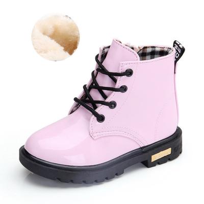 China Deodorization Wholesale Cheap Winter Keep Warm Little Girl Kids Leather Boots Lace -Up Beautiful Colorful Baby Children Boots for sale