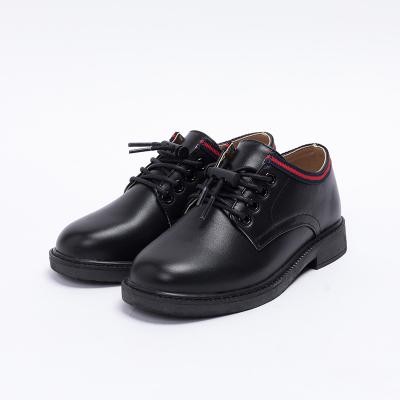 China Round 2020 kids office dress real leather black school children leather shoes with shoelace for sale