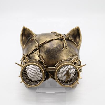 China Hot Selling China A201768G Cat Steampunk Style Plastic Halloween Party Masquerade Mask For Holiday Events for sale