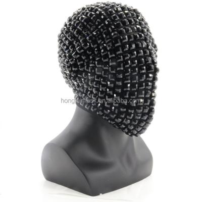 China soft fabric & Hot Selling Ribbon Tie Or Elastic Band Amazon Cloth Full Face Nailed Party Mask Kanye Style Black Head Wear Mask With Spikes For Halloween Event And Party for sale