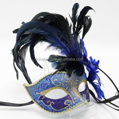 China Plastic Mask & Ribbon Tie Party Mask Factory Masquerade Ball Feather Plastic Mask Wholesale Eco Material Special Sales High Quality Cheap Masks For Party for sale