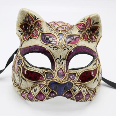 China Plastic Mask & ribbon tie or band elestic Venetian mask A201303B Cat Party Mask Plastic Masquerade for sale