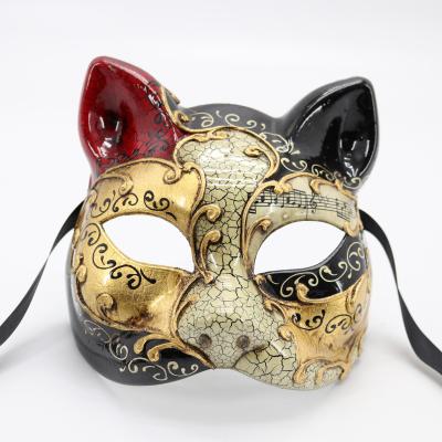 China A201302D Cat Party Mask Plastic Masquerade Plastic Venetian Mask for sale