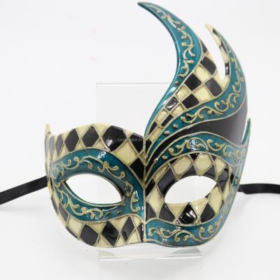 China Plastic Mask & ribbon tie or band elestic classic half moon musical venetian eye masks for masquerade balls and mask party events hand paint venetian masks for sale