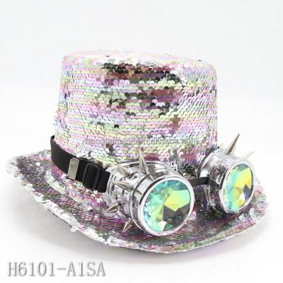 China High quality fabric & High Quality Hot New Style Sequin Amazon Seller Fashion Sequin Party Carnival Hats With Glasses For 2022 Holiday Festival Party Events for sale