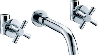 China Ceramic Cartridge Wall Mount Bathroom Sink Faucet with Two Handles , Basin faucet for sale