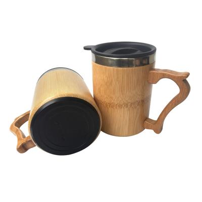 China Amazon Viable Hot Selling Reusable Bamboo Travel Mug Stainless Steel Coffee Cup Bamboo Mug for sale