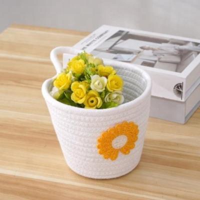 China Wholesale Viable Household Cotton Rope Toy Blanket Storage Laundry Makeup Organizer Foldable Woven Hamper Basket Set With Handle for sale