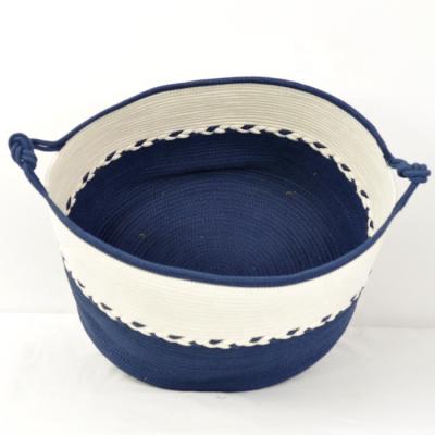 China Sustainable Custom Design Household Bathroom Woven Cotton Rope Toy Clothes Blanket Laundry Storage Basket for sale