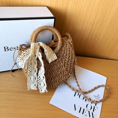 China High Quality Fashion Straw Handmade Lady Bohemia Splice Travel Handbag for sale