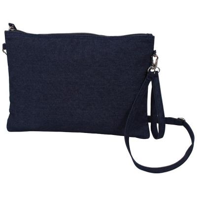 China Mesh+PU Denim Wristlet Bag JN 2214 Canvas Clutch Mobile Phone Purse Zipper Wristbands Wallets Pinch for sale