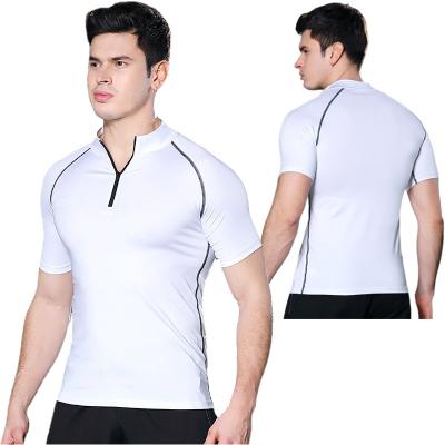 China Breathable Factory wholesale blank tracksuits slimming zipper training clothing quick drying men sport polyester t-shirt for sale