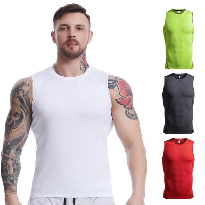 China Breathable Good Quality Hot Sale Men's Tank Tops Running Compression Men's Sleeveless Vest Quick Dry 6 Colors Fitness Men Workout Clothes for sale