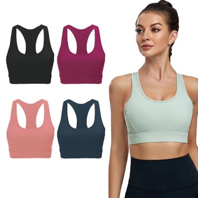 China Breathable S-3XL Women Plus Size Breasted Tight Solid Color Shockproof Running Workout Gym Bra Fitness Yoga Bra for sale