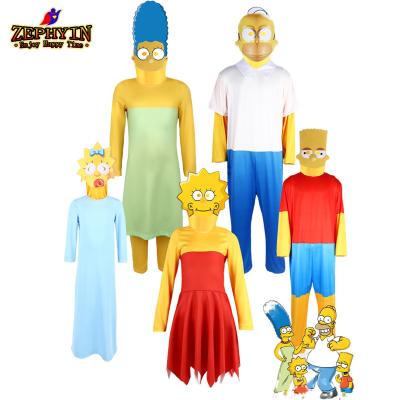 China Polyester Children's Cosplay Costumes The Simpsons Family Costume Stage Show Clothings Kids and Adult Performance Apparels Size 110-200cm for sale