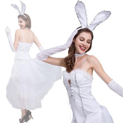 China Polyester New sexy women bunny costume nightclub bar dj female singer lead white magician costume halloween dress for girls for sale