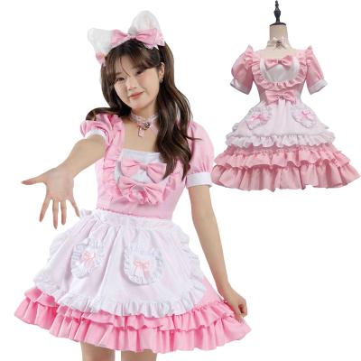 China Polyester 2024 New Maid Cosplay Japanese Student Lolita Uniform Kawaii Princess Pink Party Dress Lovely Maid Costume for sale