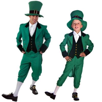 China Polyester Zephyin St. Patrick's Day Costume Boy and Man Performance Cosplay Green Suit St. Patrick's Clothing Magic Outfits for sale