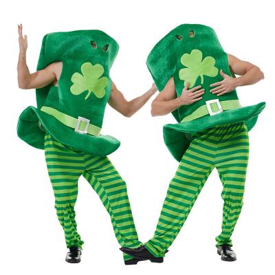 China Polyester St.Patrick's Day Cosplay Costume Funny Adult Top Suit Ireland Day Leprechaun Cosplay Green Costume Halloween Group Performance for sale