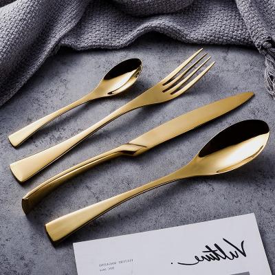 China Sustainable Restaurant Wedding Cutlery Set Gold Stainless Steel Flatware for sale