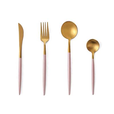 China Viable Reusable 304 Wedding Cutlery Set Travel Spoon Stainless Steel Cutlery Set And Fork And Knife Rose Gold for sale