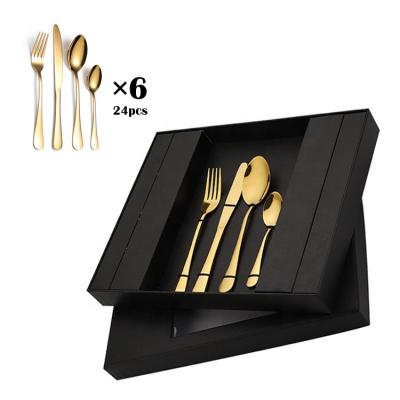 China Sustainable Stainless Steel Gold Flatware Set, Western Flatware Sets, Luxury Flatware Set for sale